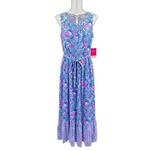 Lilly Pulitzer for Target Girls XL Maxi Dress Sea a Sunrise Blue Pink Floral NWT